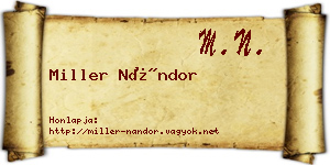 Miller Nándor névjegykártya